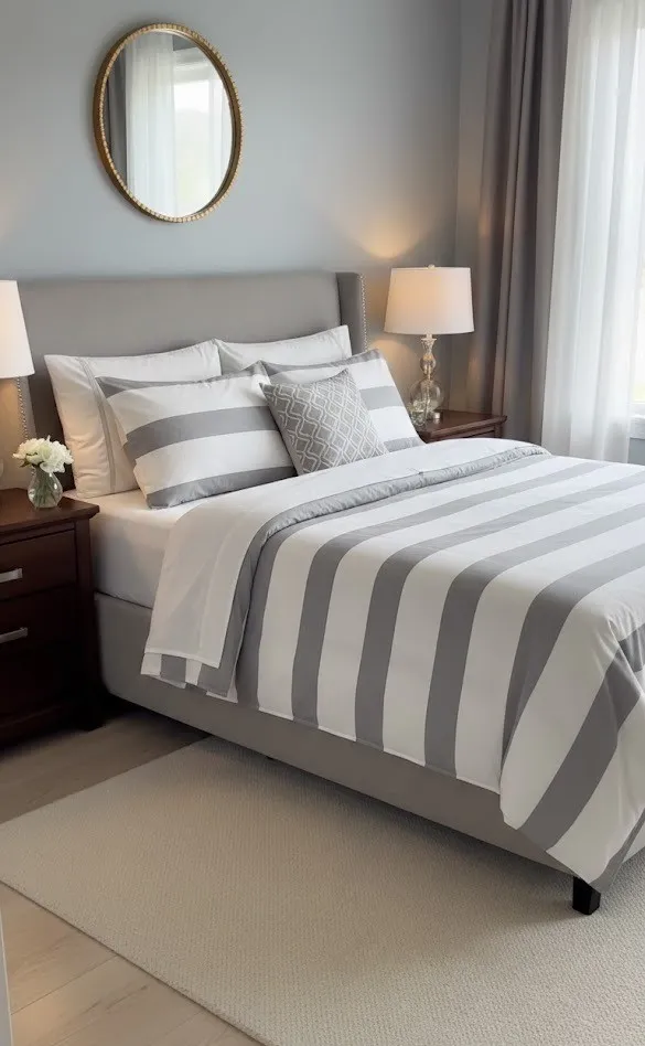 Edredón lineas gris/blanco 3 piezas (Individual)