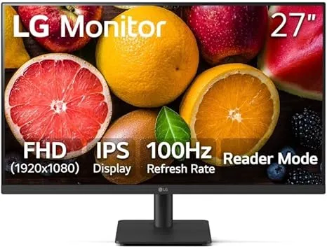 LG Monitor de computadora IPS FHD de 27 pulgadas (1920 x 1080), frecuencia de actualización de 100 Hz, tiempo de respuesta de 5 ms, estabilizador negro, punto de mira y sincronización de acción