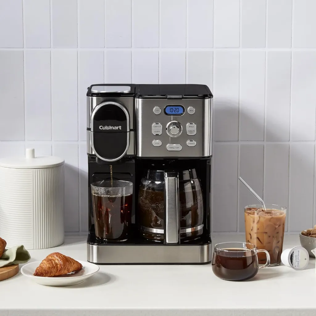 Cuisinart Cafetera combinada en acero inoxidable 2 en 1